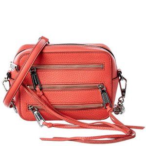 NWT Rebecca Minkoff Moto Leather Camera Crossbody Bag Grapefruit Orange Pink Red